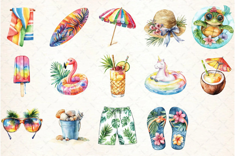 Summer Pool Party Clipart Bundle - CraftNest - Digital Crafting and Art