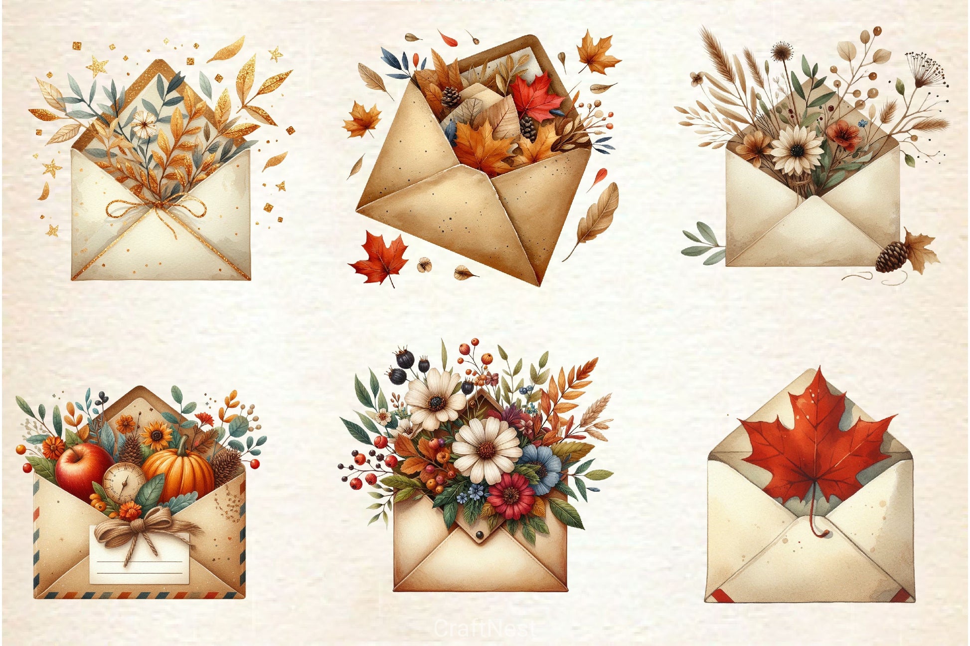 Autumn Envelope Clipart Bundle - CraftNest - Digital Crafting and Art
