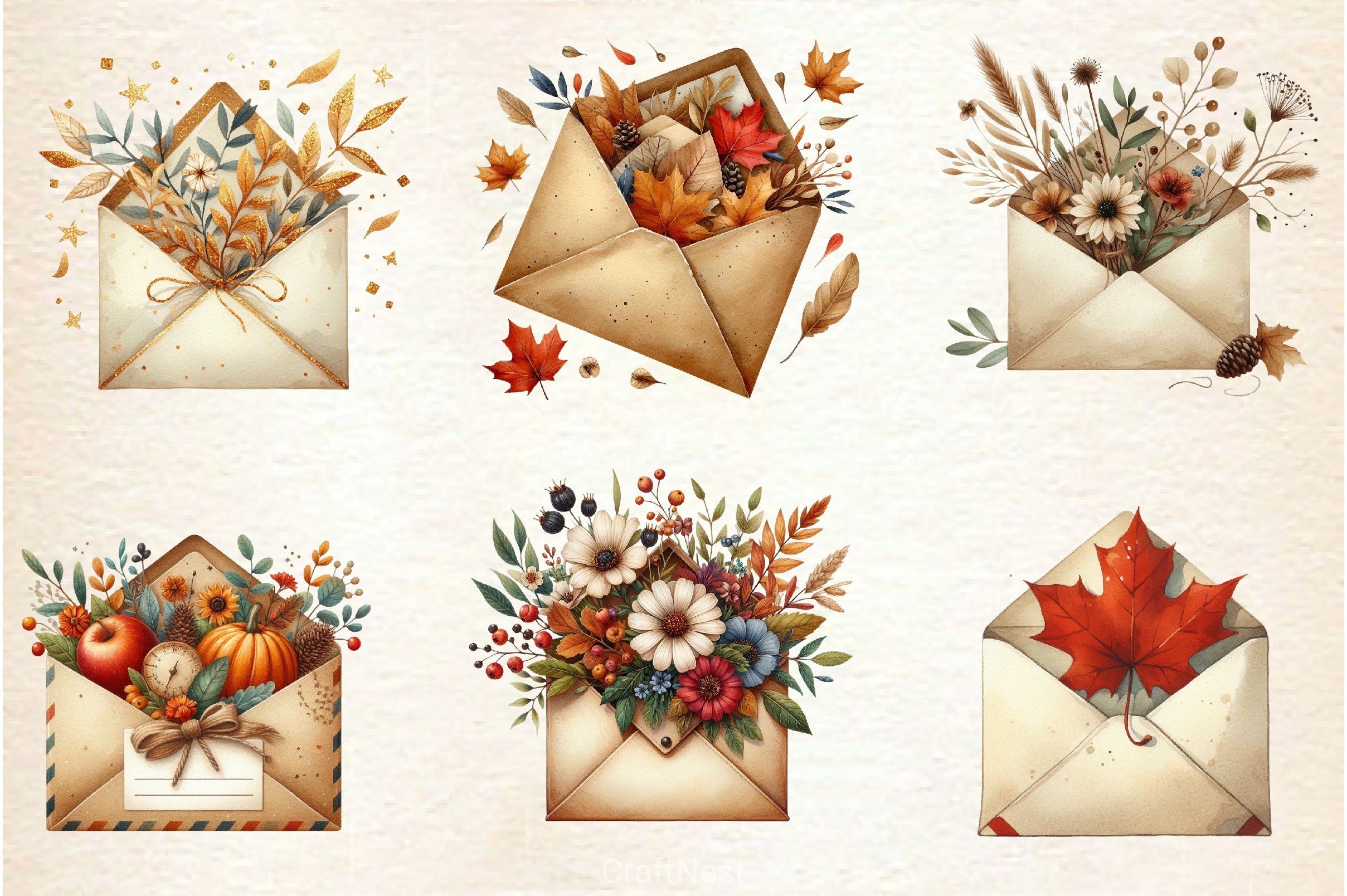Autumn Envelope Clipart Bundle - CraftNest - Digital Crafting and Art