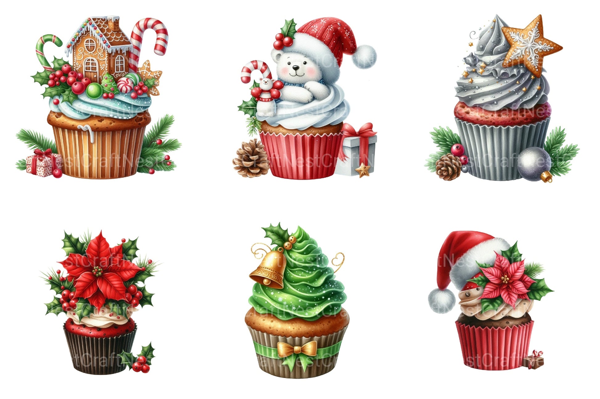 Christmas Cupcakes & Sweets Clipart Bundle - CraftNest - Digital Crafting and Art