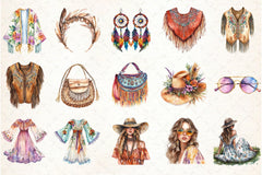 Boho Fashion Clipart Bundle - CraftNest - Digital Crafting and Art