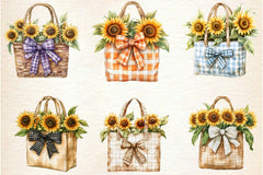 Summer Sunflower With Tote Bag Clipart Bundle - CraftNest - Digital Crafting and Art