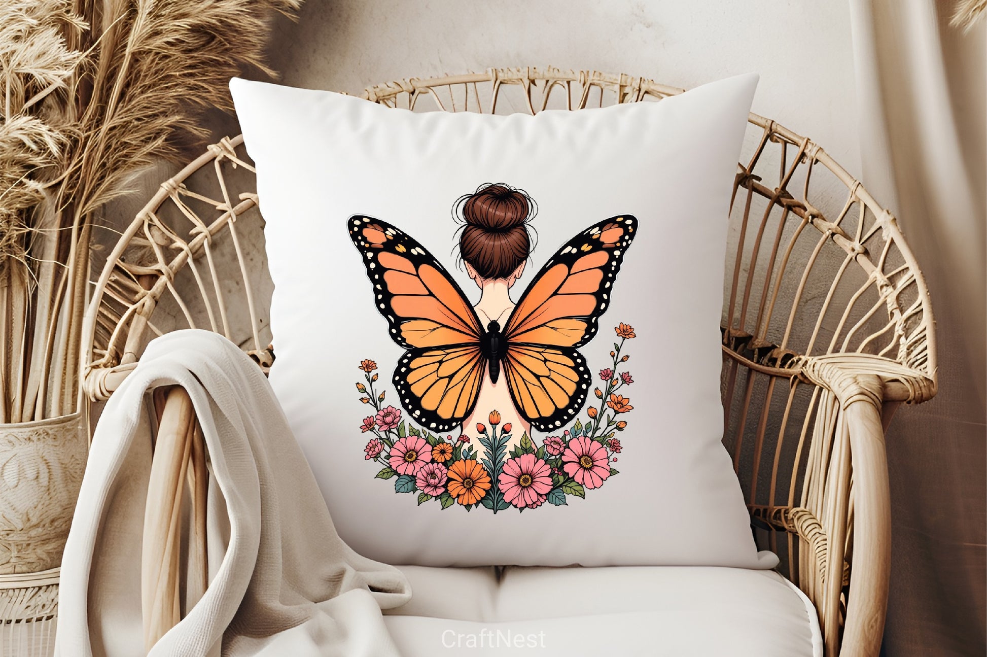 Butterfly Woman Flowers Clipart Bundle - CraftNest - Digital Crafting and Art