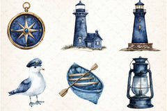 Blue Nautical Clipart Bundle  7 - CraftNest - Digital Crafting and Art