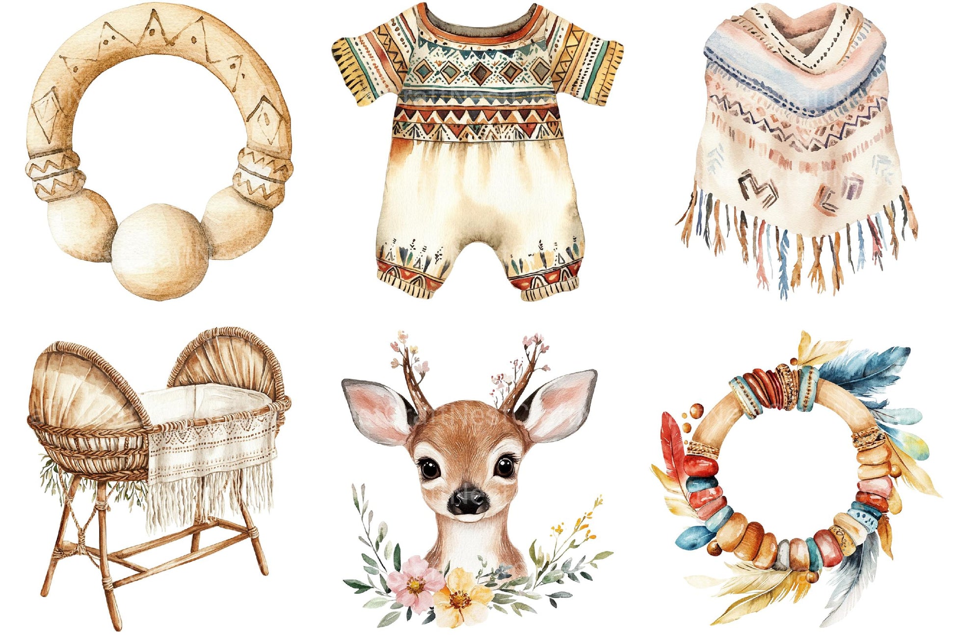 Boho Baby Doodles Clipart - CraftNest - Digital Crafting and Art
