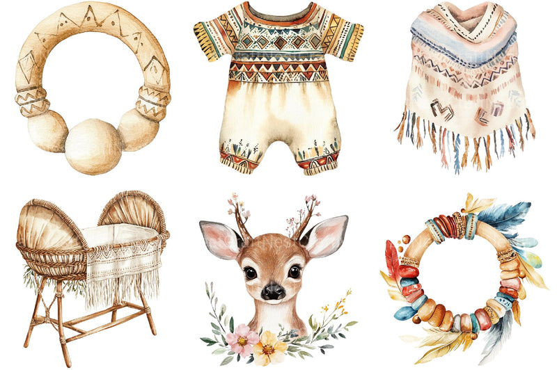 Boho Baby Doodles Clipart - CraftNest - Digital Crafting and Art