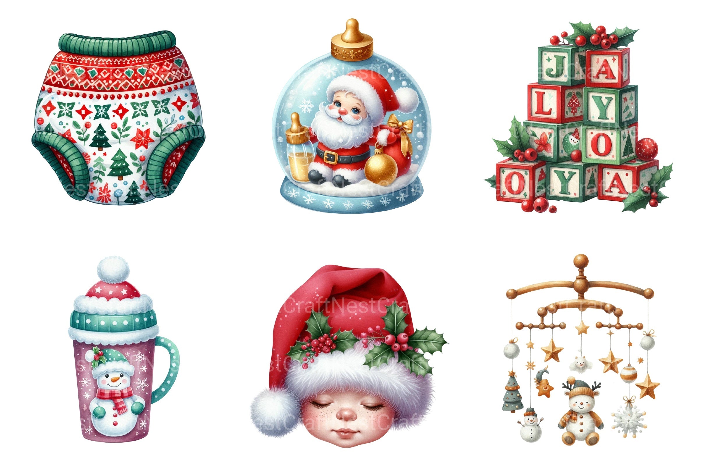 Christmas Baby Shower Clipart Bundle - CraftNest - Digital Crafting and Art