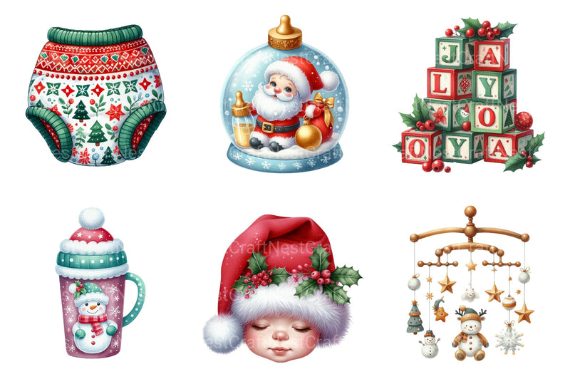 Christmas Baby Shower Clipart Bundle - CraftNest - Digital Crafting and Art