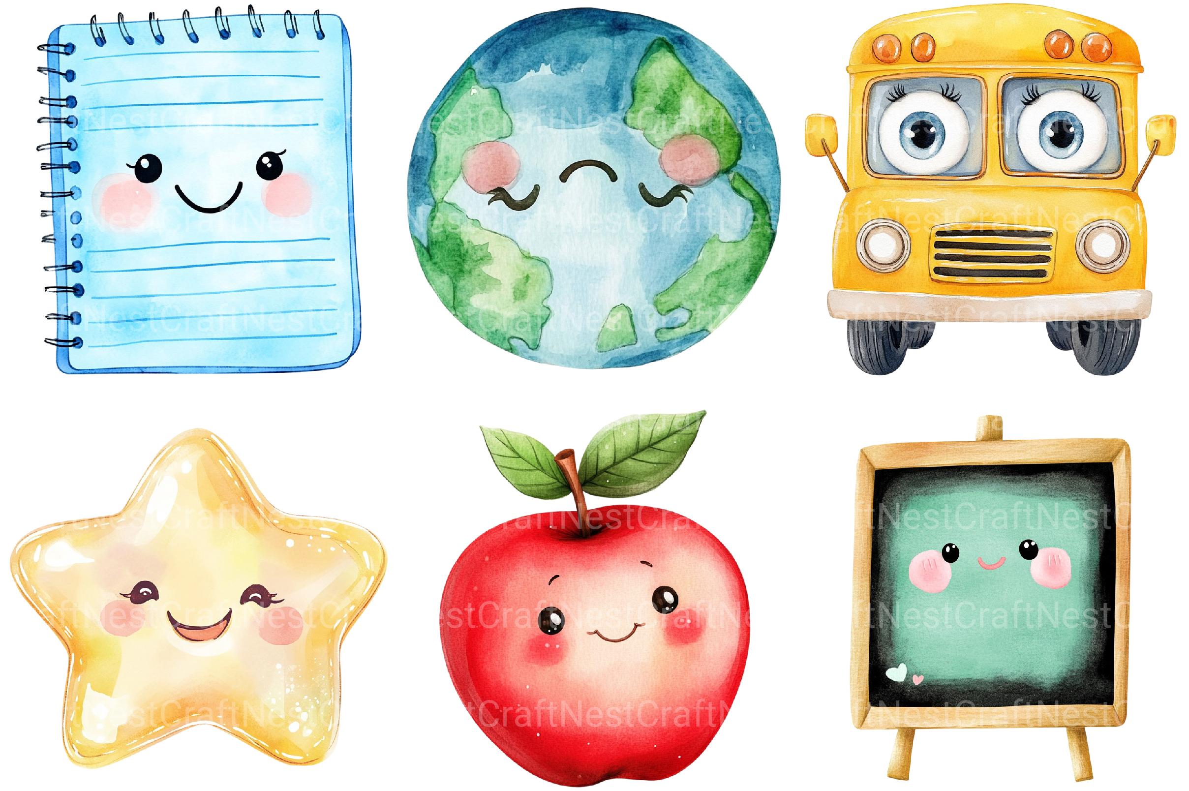 Kawaii School Clipart - CraftNest - Digital Crafting and Art