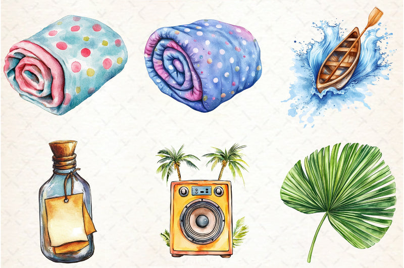Summer Beach Fun Clipart Bundle - CraftNest - Digital Crafting and Art