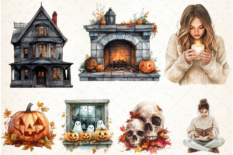 Cozy Halloween Clipart Bundle 3 - CraftNest - Digital Crafting and Art