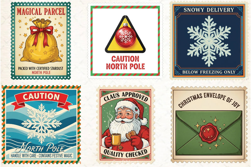 Vintage Christmas Stamps Clipart Bundle - CraftNest - Digital Crafting and Art