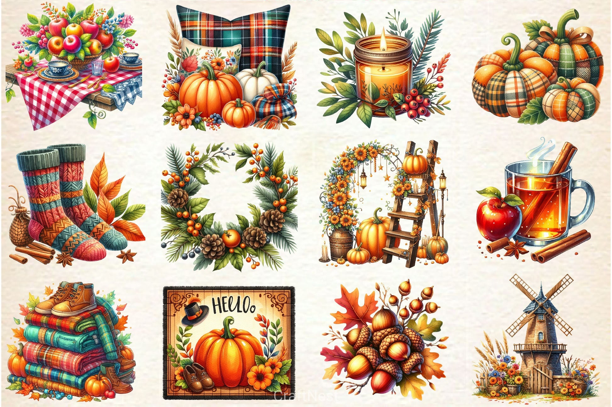 Autumn Decor Clipart Bundle - CraftNest - Digital Crafting and Art