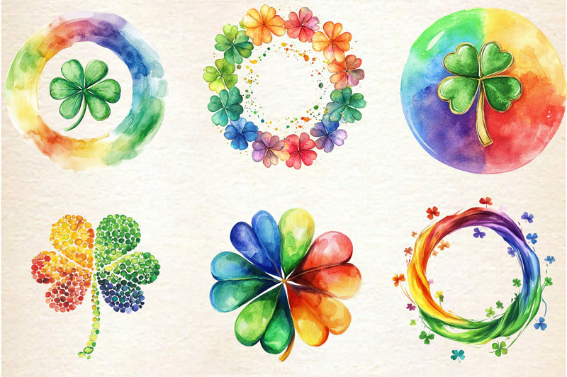 Rainbow Shamrock Circles Clipart Bundle - CraftNest - Digital Crafting and Art