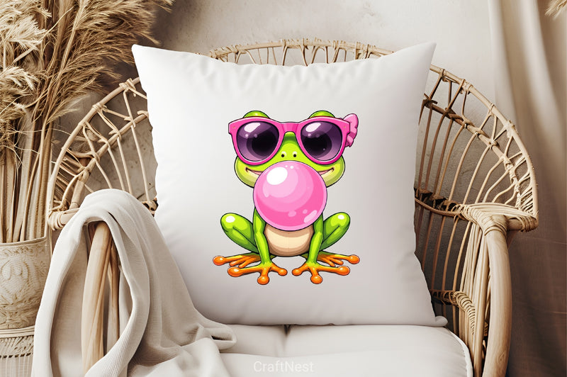 Retro Frog Bubblegum Clipart Bundle - CraftNest - Digital Crafting and Art