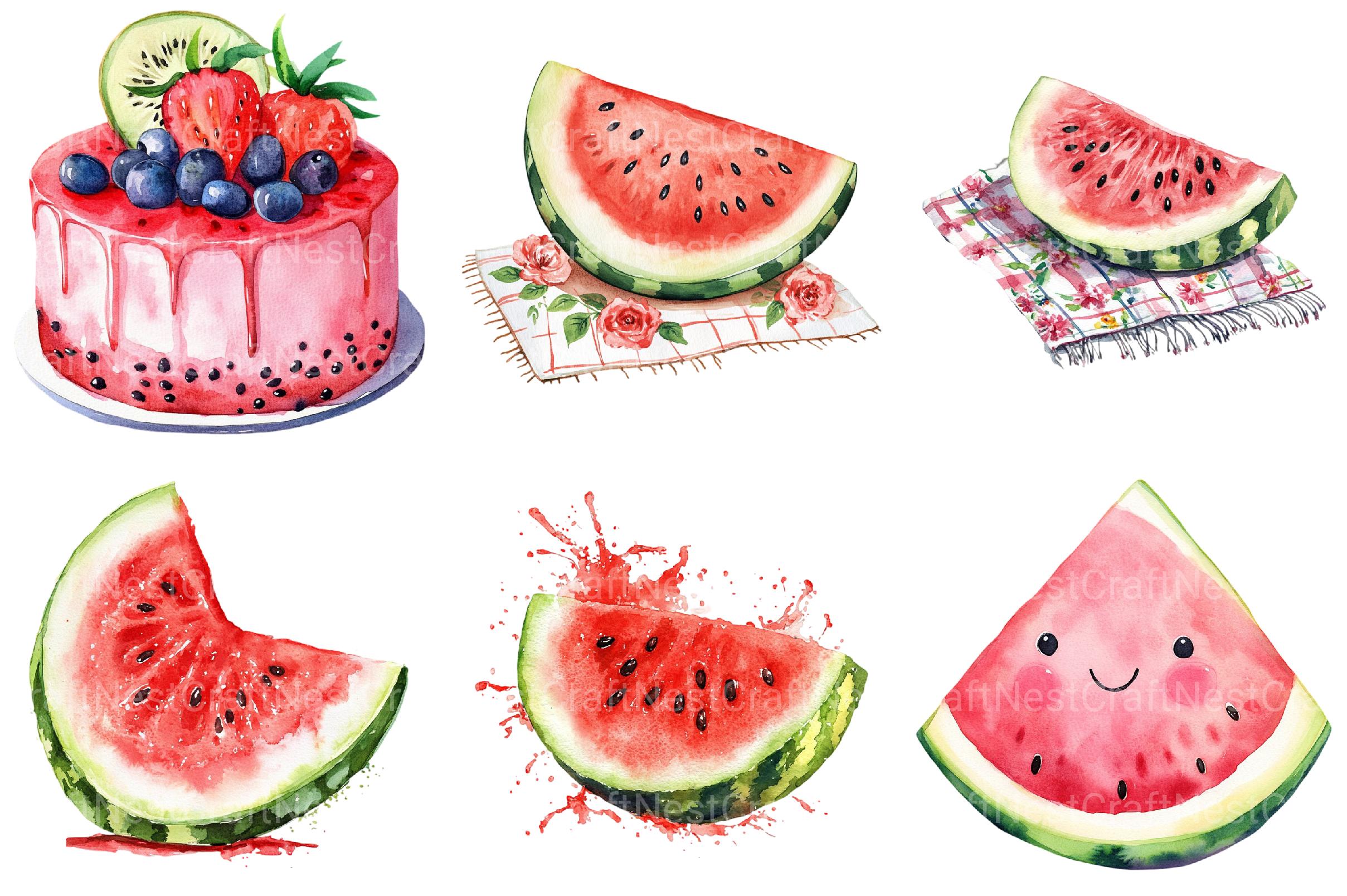 Summer Juicy Watermelon Clipart - CraftNest - Digital Crafting and Art