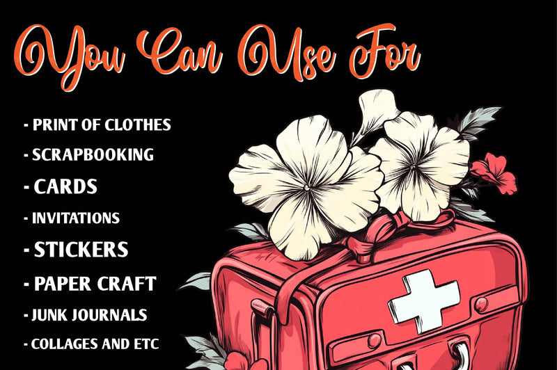 Flower Nurse Life Coquette Coastal Clipart Bundle - CraftNest - Digital Crafting and Art