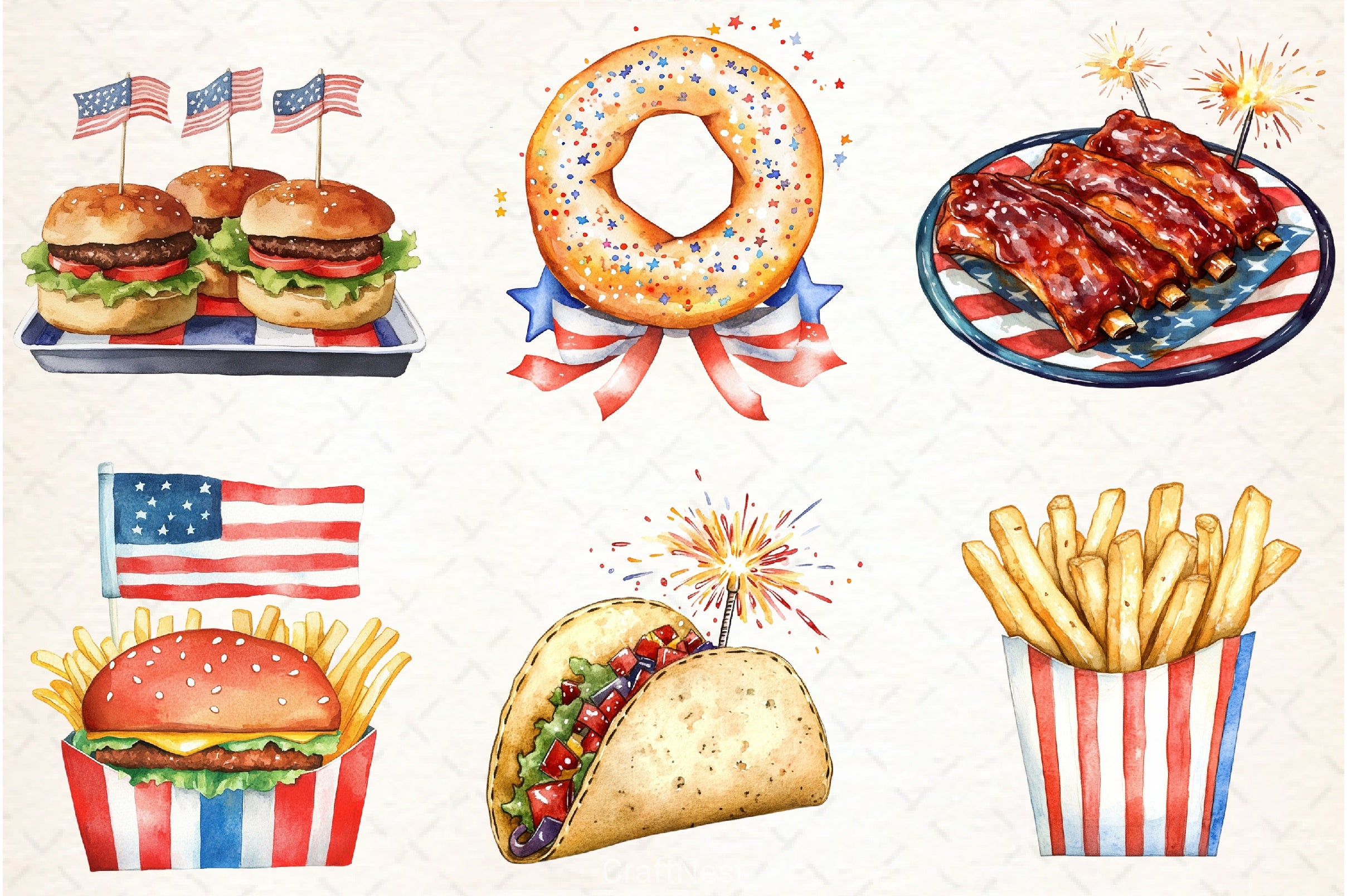 Fast Food 4th of July Clipart Bundle 1 - CraftNest - Digital Crafting and Art