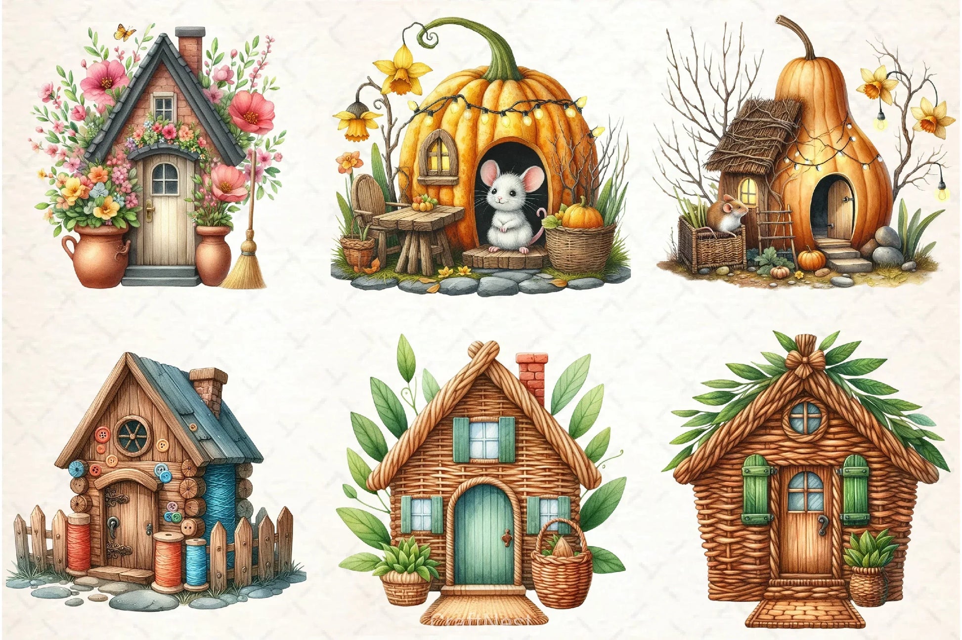 Mouse House Clipart Bundle 1 - CraftNest - Digital Crafting and Art