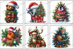 Animal Christmas Tree Clipart Bundle 1 - CraftNest - Digital Crafting and Art