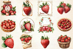 Vintage Strawberry Clipart Bundle - CraftNest - Digital Crafting and Art