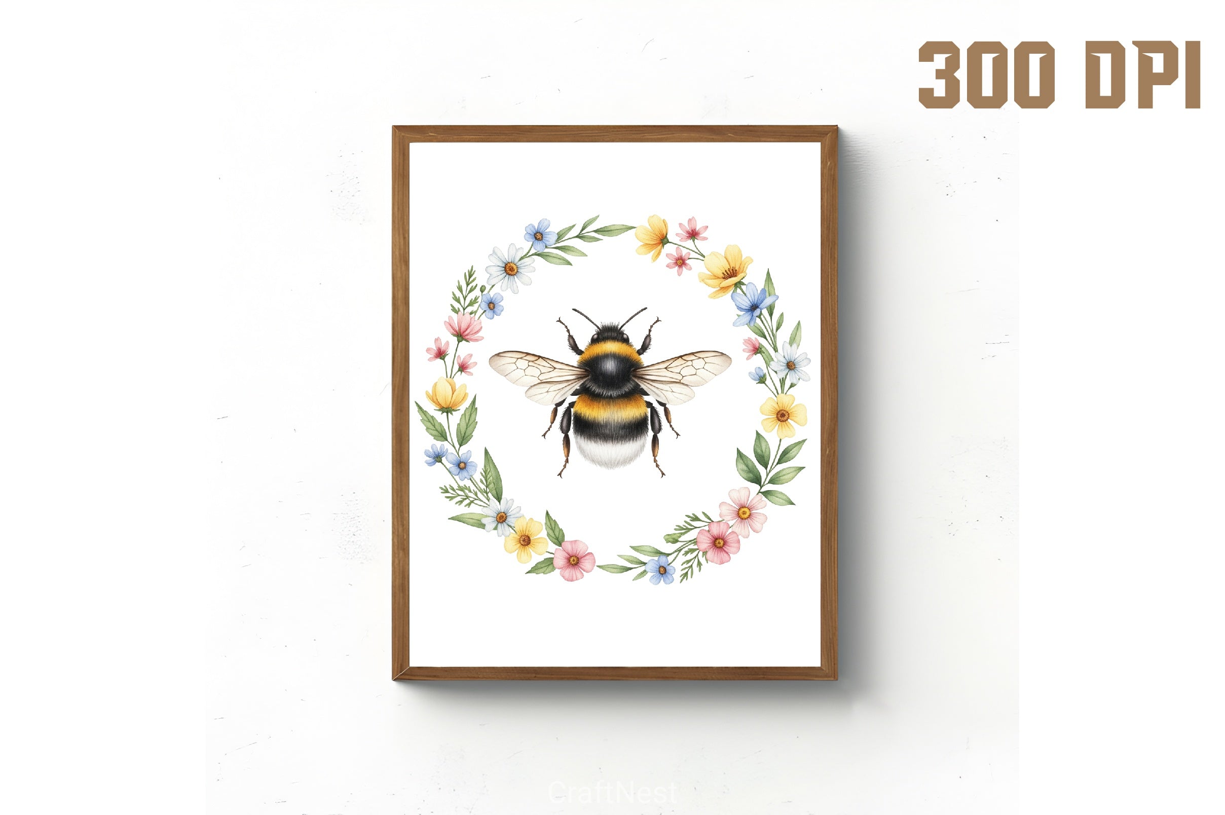 Whimsical Honey Bee Floral Clipart Bundle - CraftNest - Digital Crafting and Art