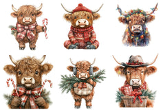 Christmas Highland Cow Clipart Bundle 1 - CraftNest - Digital Crafting and Art