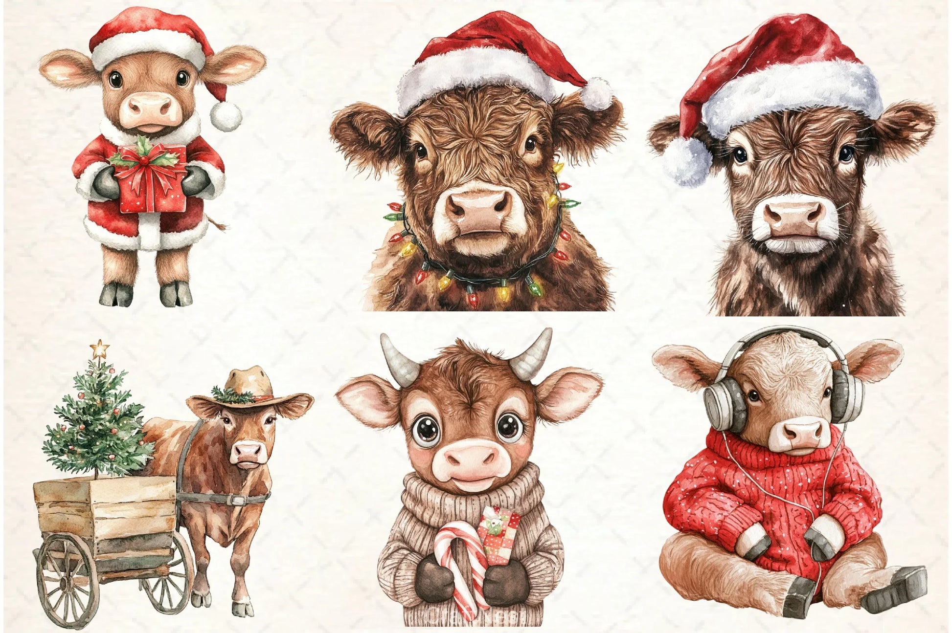 Christmas Highland Cow Clipart Bundle 3 - CraftNest - Digital Crafting and Art