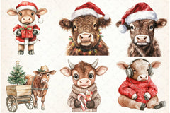 Christmas Highland Cow Clipart Bundle 3 - CraftNest - Digital Crafting and Art