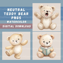 Neutral Bears Clipart Bundle - CraftNest - Digital Crafting and Art