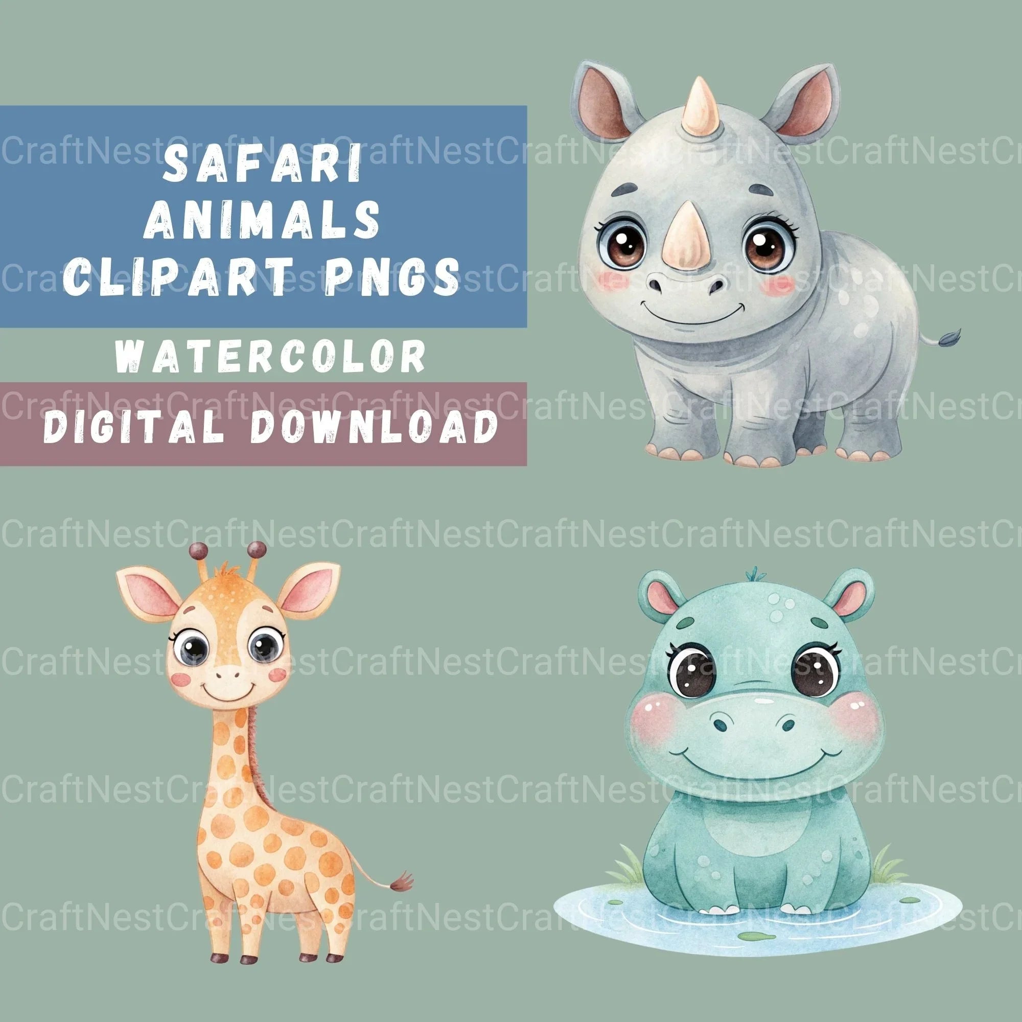 Safari Animals Clipart Bundle 4 - CraftNest - Digital Crafting and Art