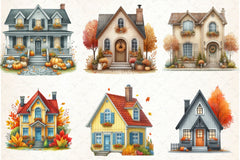 Autumn House Clipart Bundle 3 - CraftNest - Digital Crafting and Art