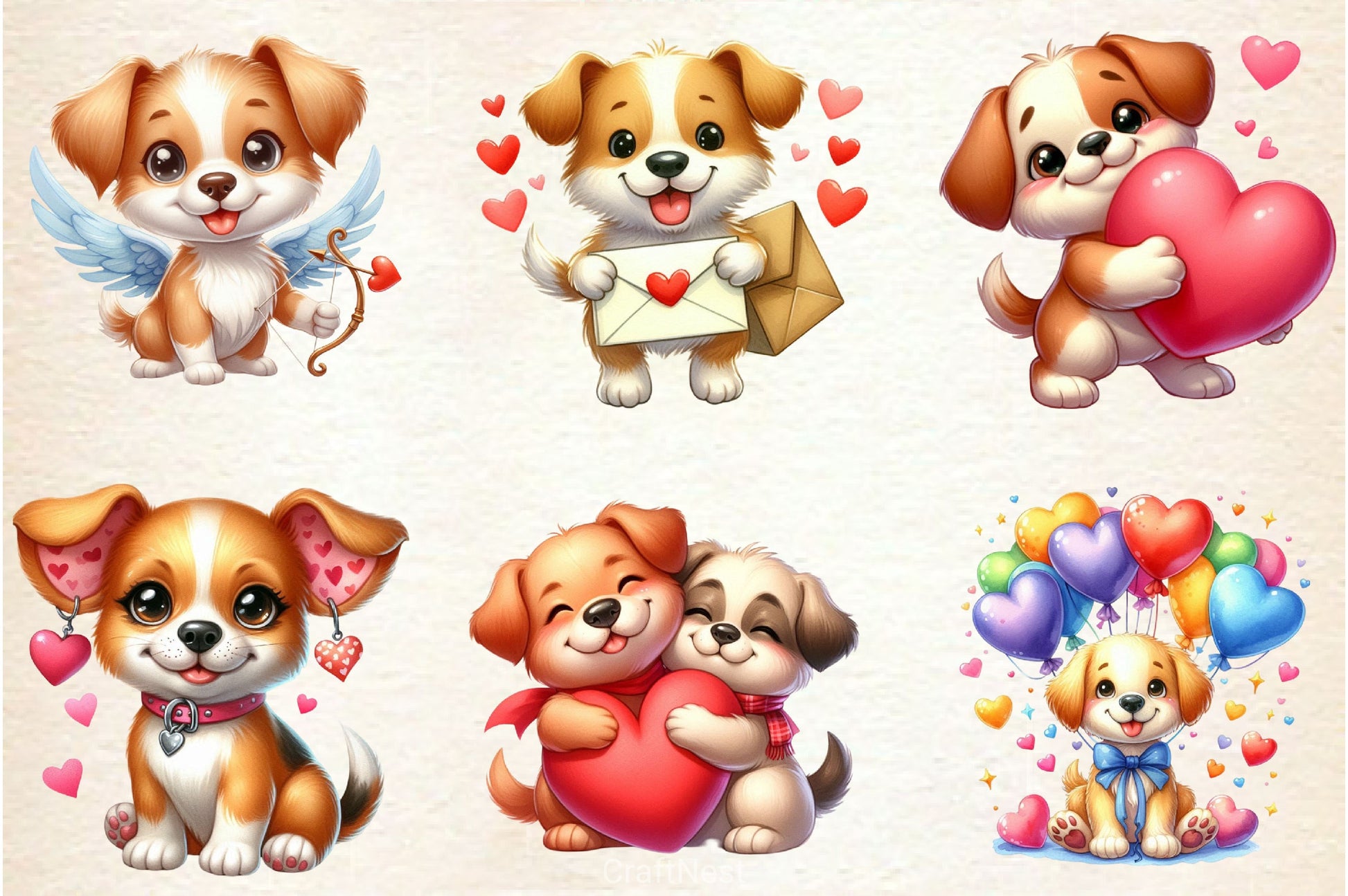 Valentine Dog Clipart Bundle 4 - CraftNest - Digital Crafting and Art