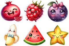 Cute Kawaii Fruits Clipart - CraftNest - Digital Crafting and Art