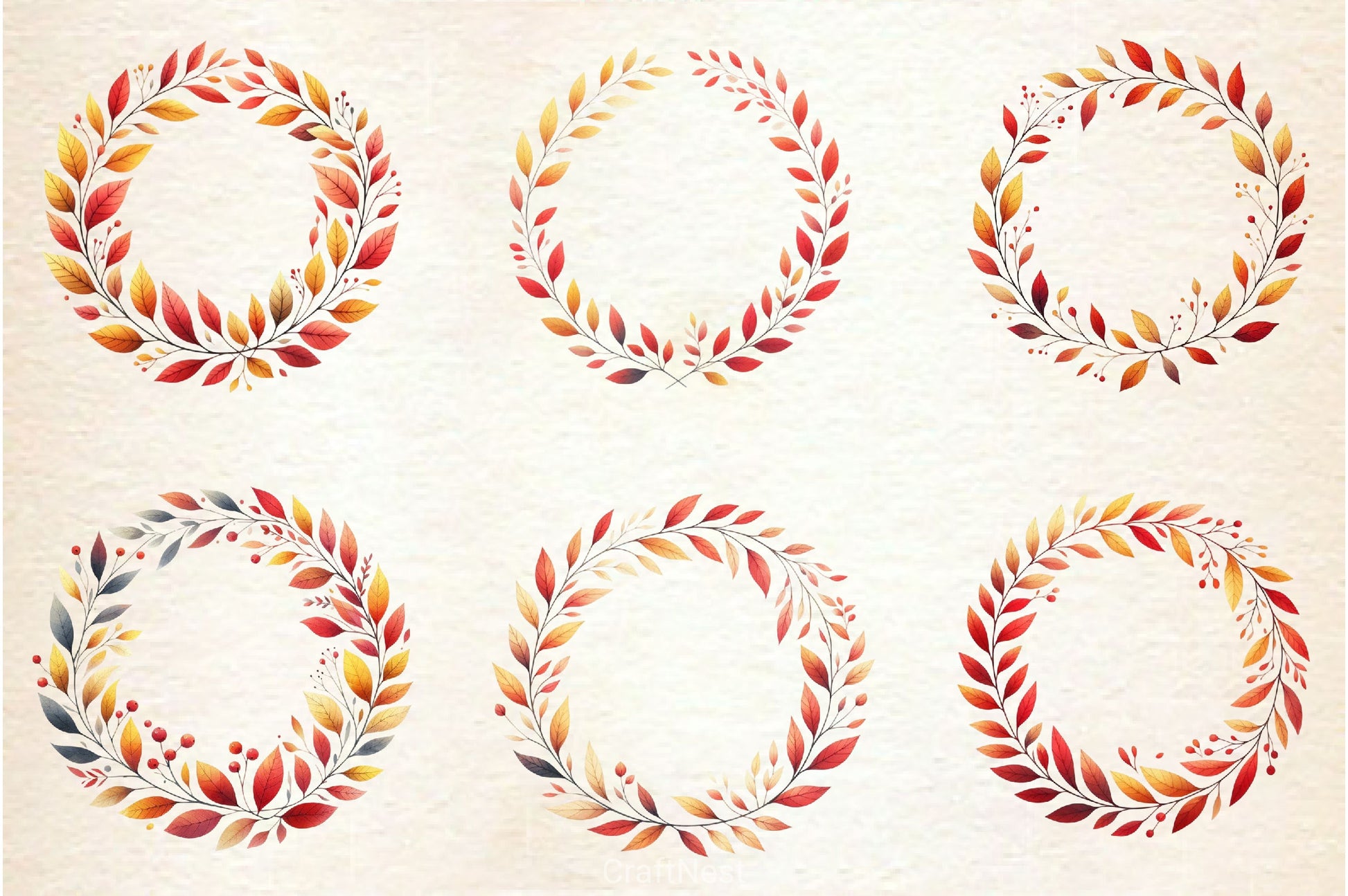 Minimalist Autumn Wreath Clipart Bundle - CraftNest - Digital Crafting and Art