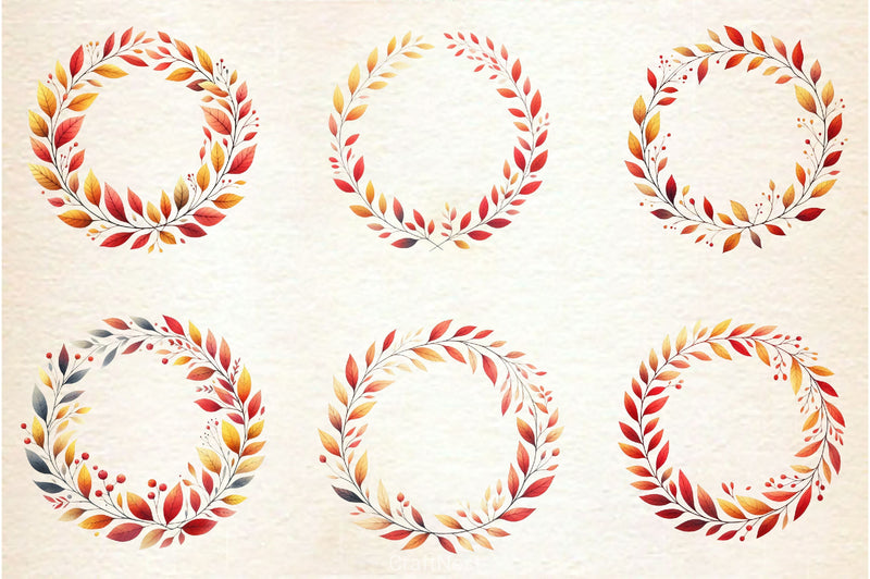 Minimalist Autumn Wreath Clipart Bundle - CraftNest - Digital Crafting and Art