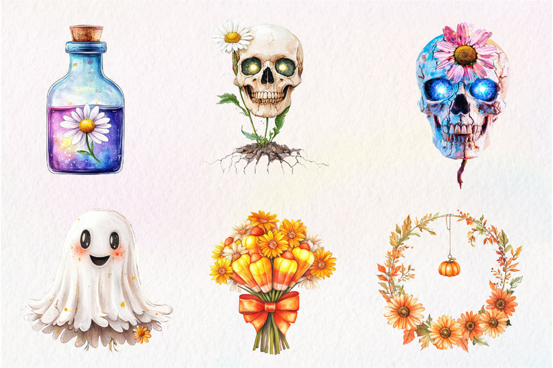 Daisy Flower & Halloween Clipart Bundle - CraftNest - Digital Crafting and Art