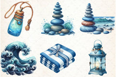 Blue Nautical Clipart Bundle - CraftNest - Digital Crafting and Art