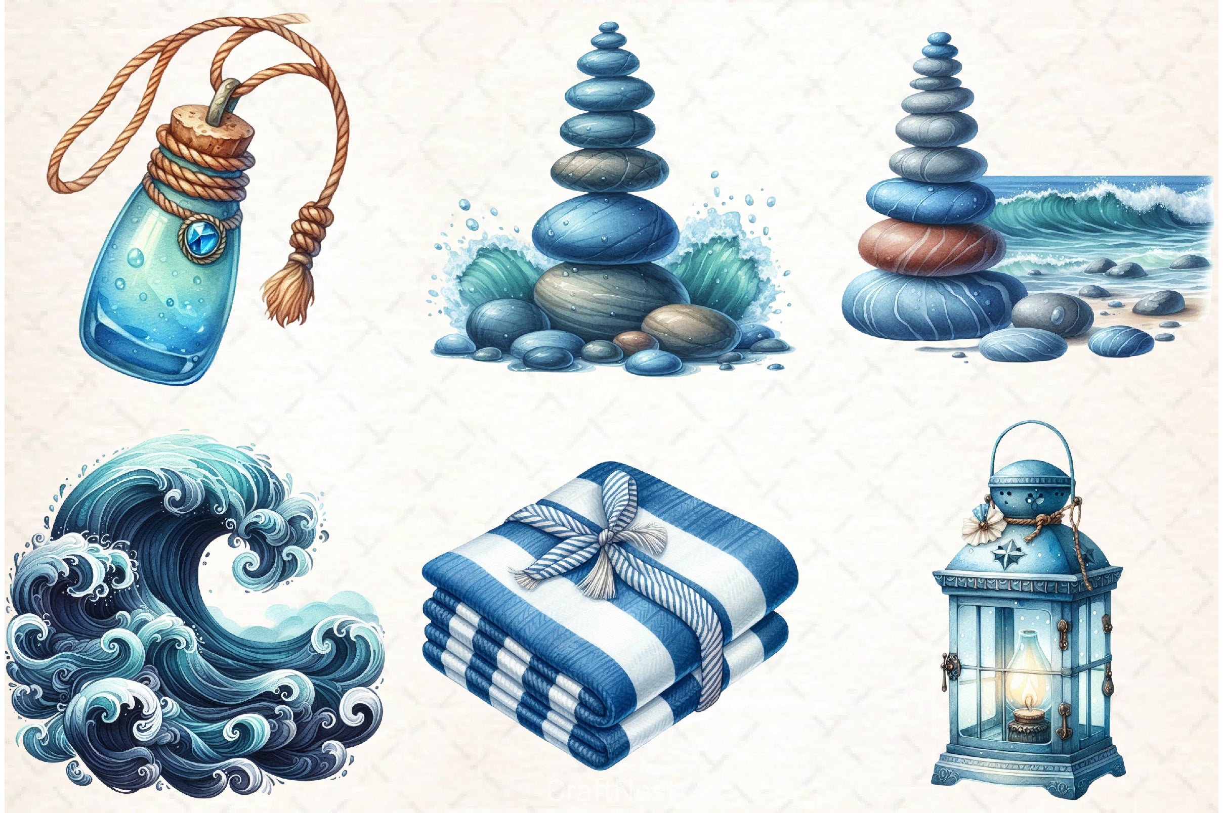 Blue Nautical Clipart Bundle - CraftNest - Digital Crafting and Art