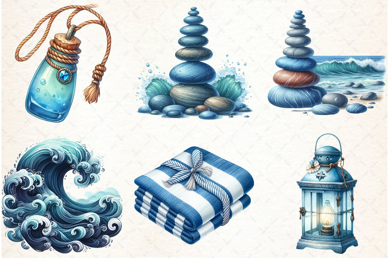 Blue Nautical Clipart Bundle - CraftNest - Digital Crafting and Art