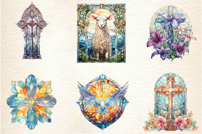 Stained Glass Easter Crosses Clipart Bundle 2 - CraftNest - Digital Crafting and Art