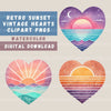 Retro Sunset Hearts Clipart Bundle
