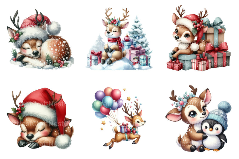 Cute Reindeer & Santa Funny Christmas Clipart Bundle - CraftNest - Digital Crafting and Art