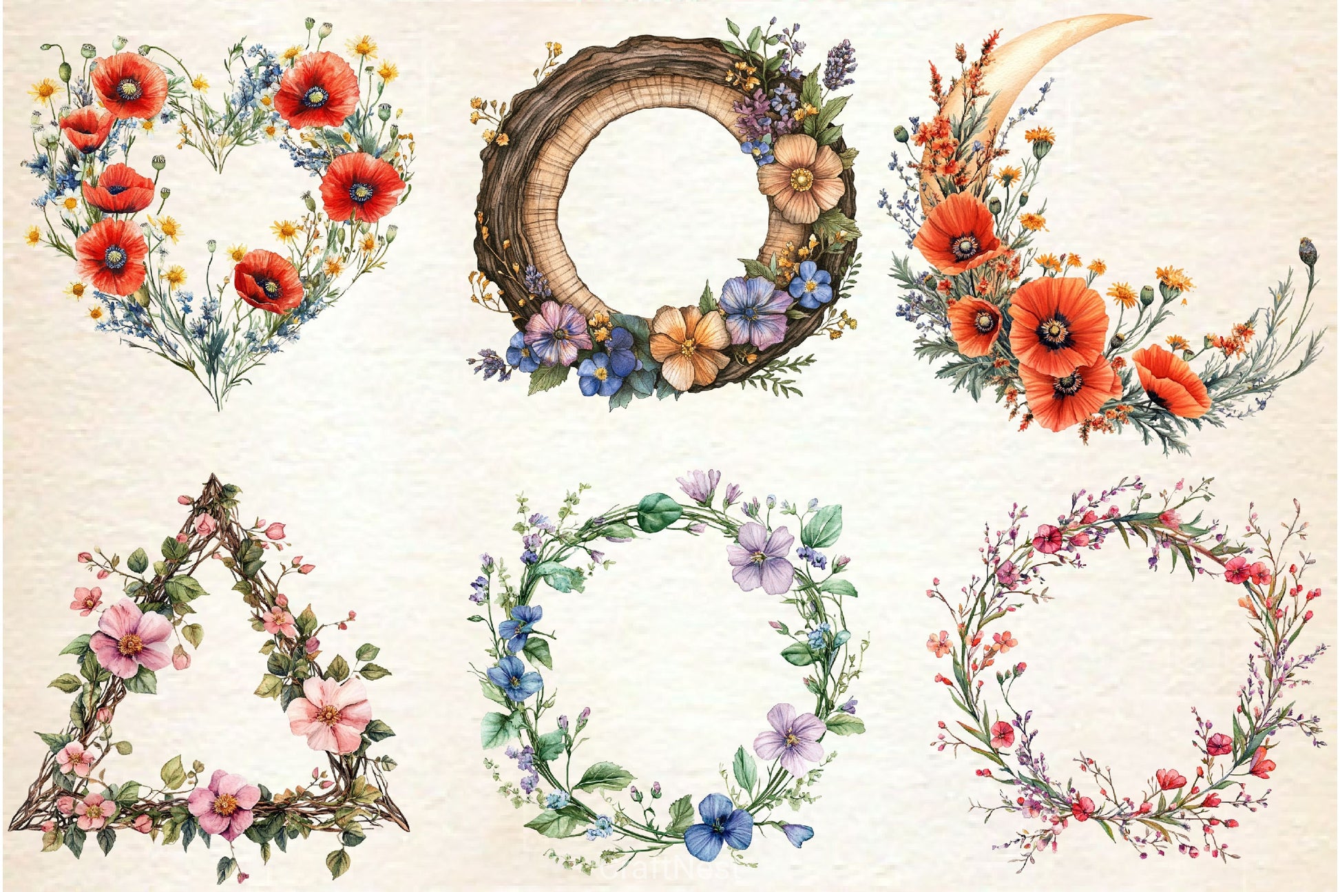 Wildflowers Frame Clipart Bundle - CraftNest - Digital Crafting and Art