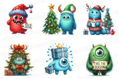 Christmas Monster Clipart Bundle: Transparent Graphics - CraftNest - Digital Crafting and Art