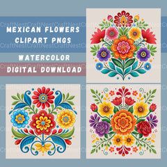 Mexican Flowers 3 Clipart Bundle - CraftNest - Digital Crafting and Art