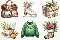 Floral Festive Christmas Clipart Bundle - CraftNest - Digital Crafting and Art