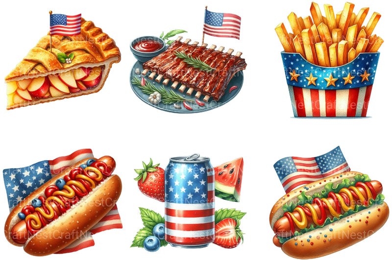 Fast Food for 4th of July Clipart Bundle - CraftNest - Digital Crafting and Art