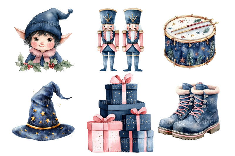 Whimsical Christmas Cute Holiday Illustrations Clipart Bundle - CraftNest - Digital Crafting and Art