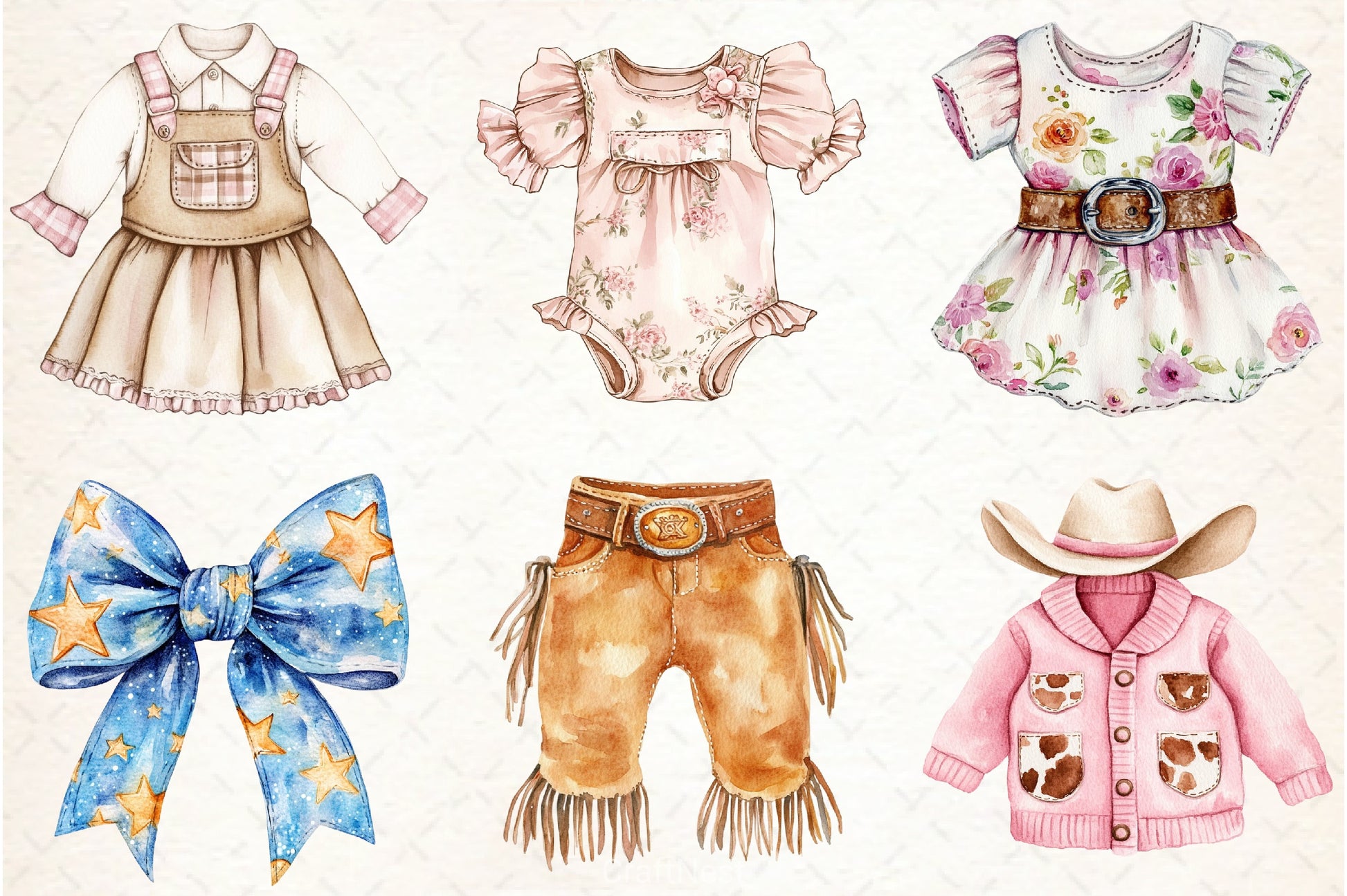 Cowgirl Baby Clothes Clipart Bundle - CraftNest - Digital Crafting and Art
